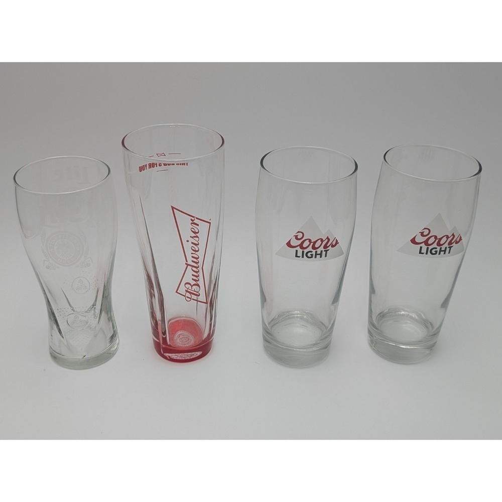 Beer Glass Mixed Lot Coors Light Beer Pint Glass Budweiser Miller Lite Lot Of 4